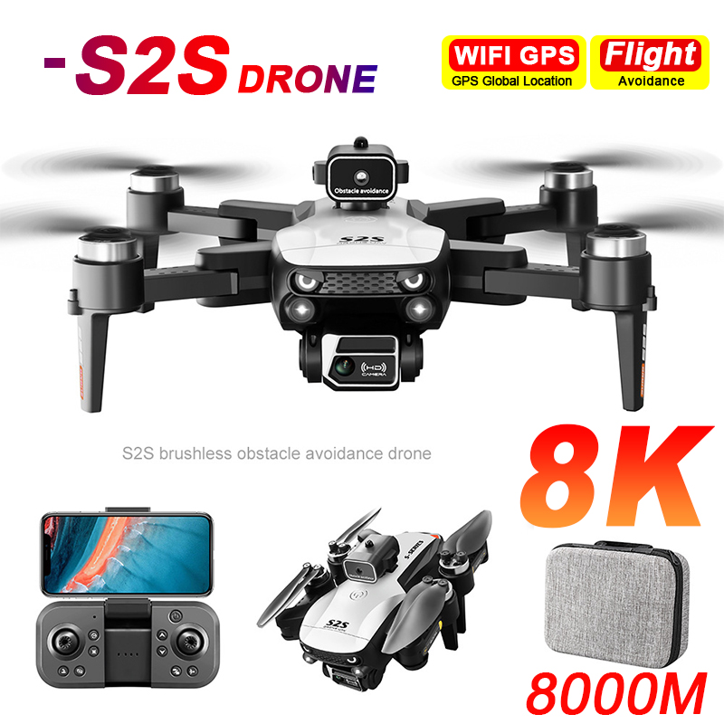 Drone Surveying - ใหม่S2S Drone 8K Professional HD Dualกล้องBrushlessหลีกเลี่ยงอุปสรรคถ่ายภาพทางอากาศQuadcopterแบบพับได้ของเล่นของขวัญ