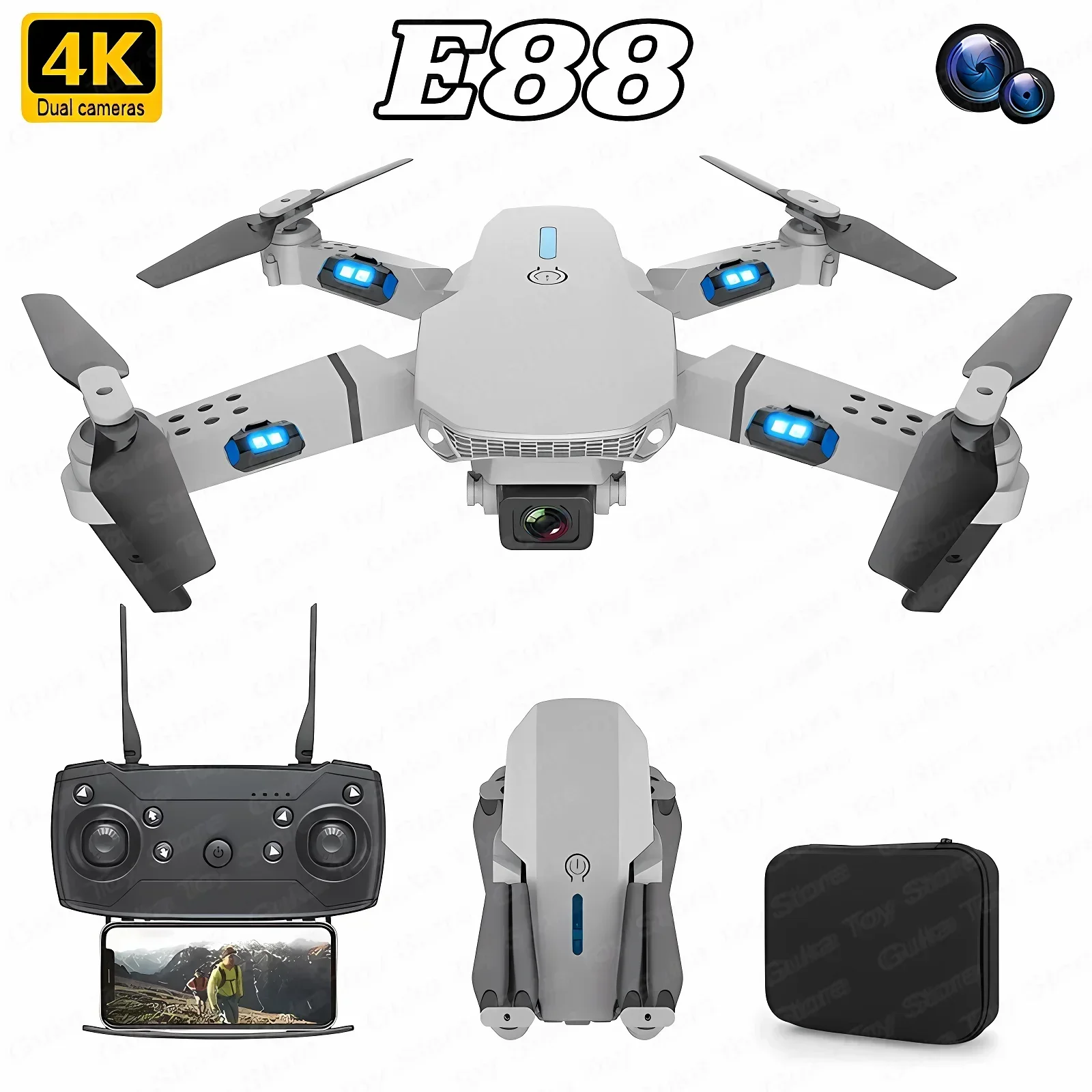 Drone Lidar - E88 Pro WIFI FPV Droneมุมกว้างHD 4K